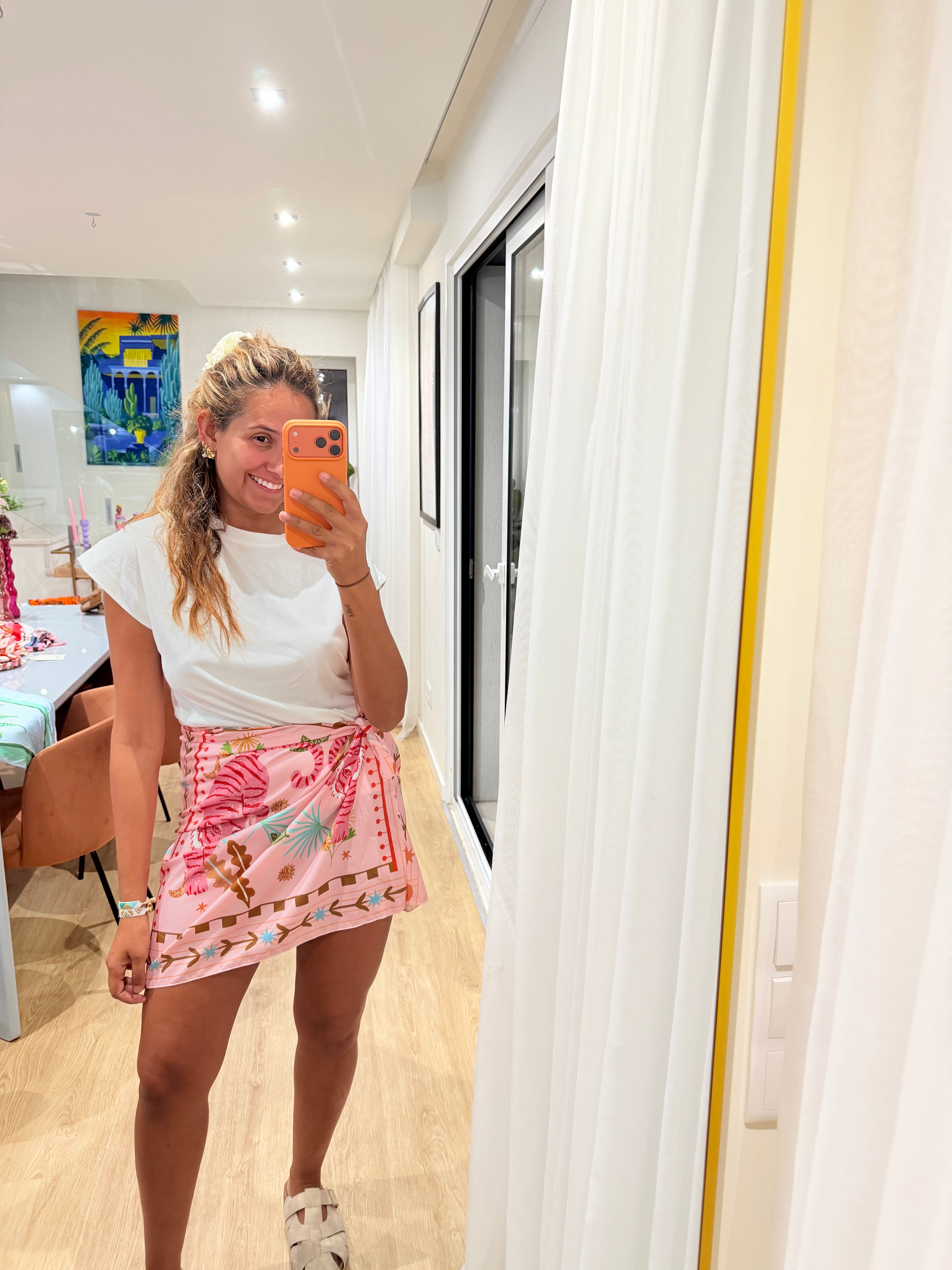 Saia Pareô Estampada curta