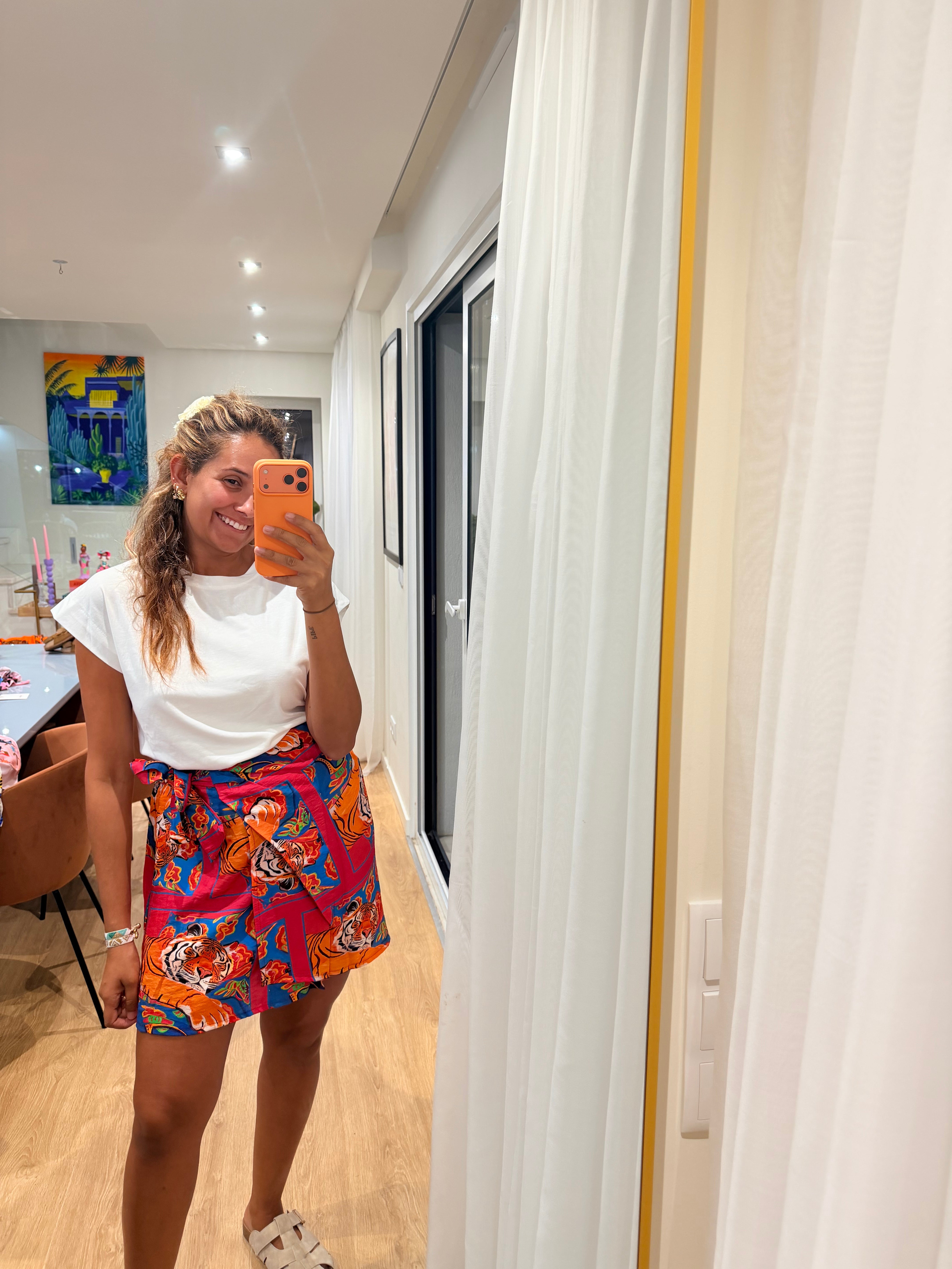 Saia Pareô Estampada curta