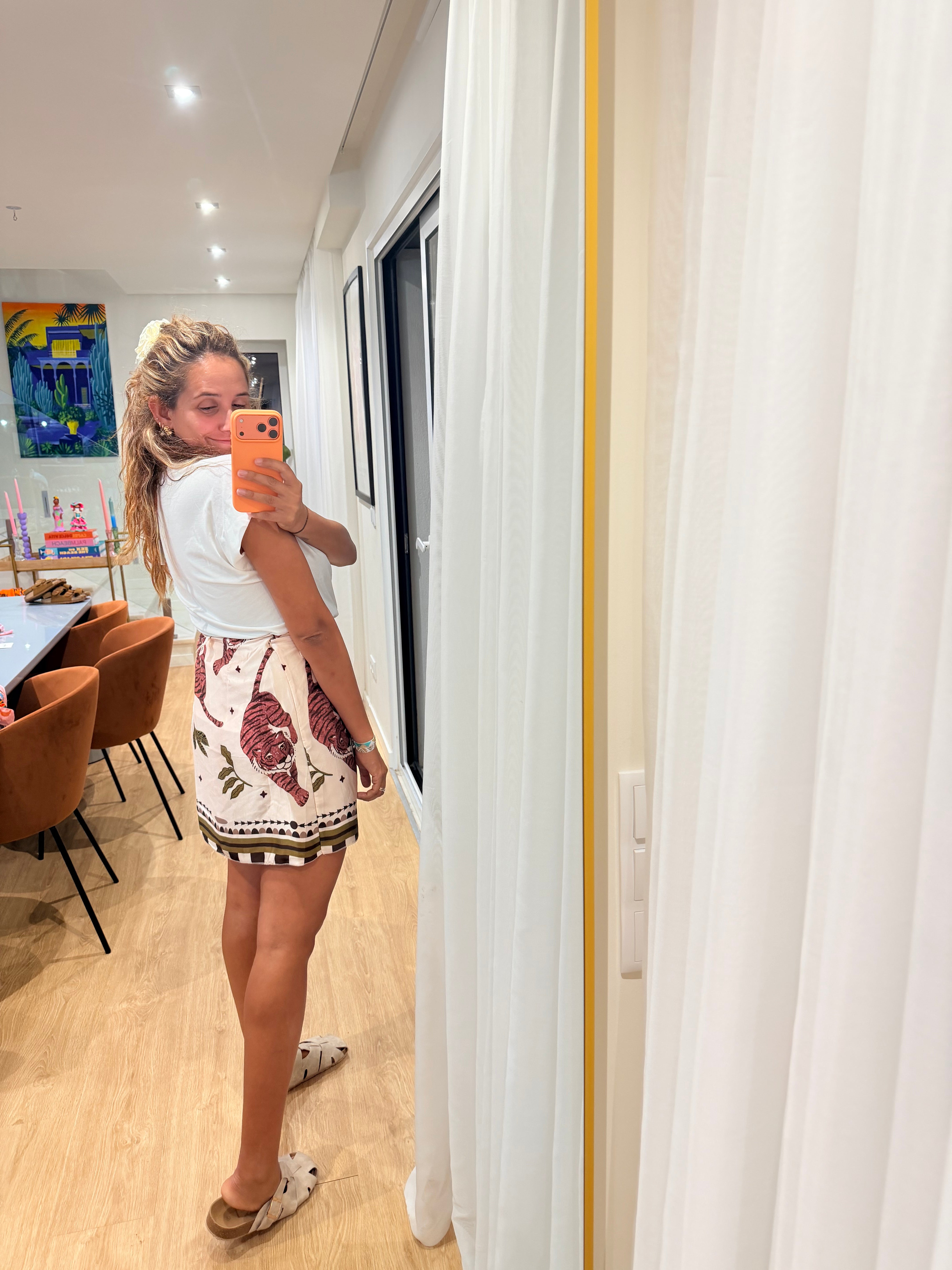 Saia Pareô Estampada curta