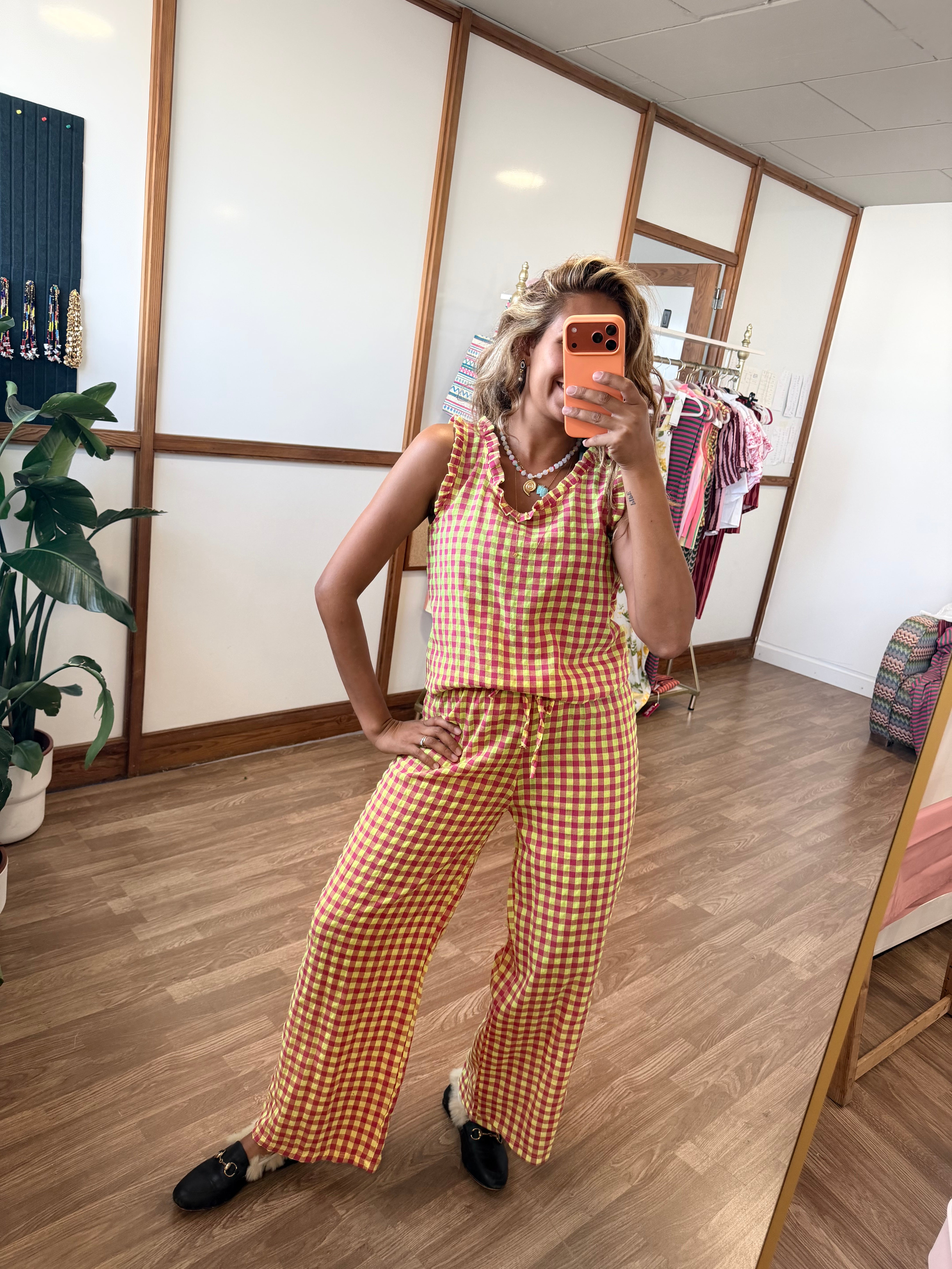 Conjunto Vichy neon