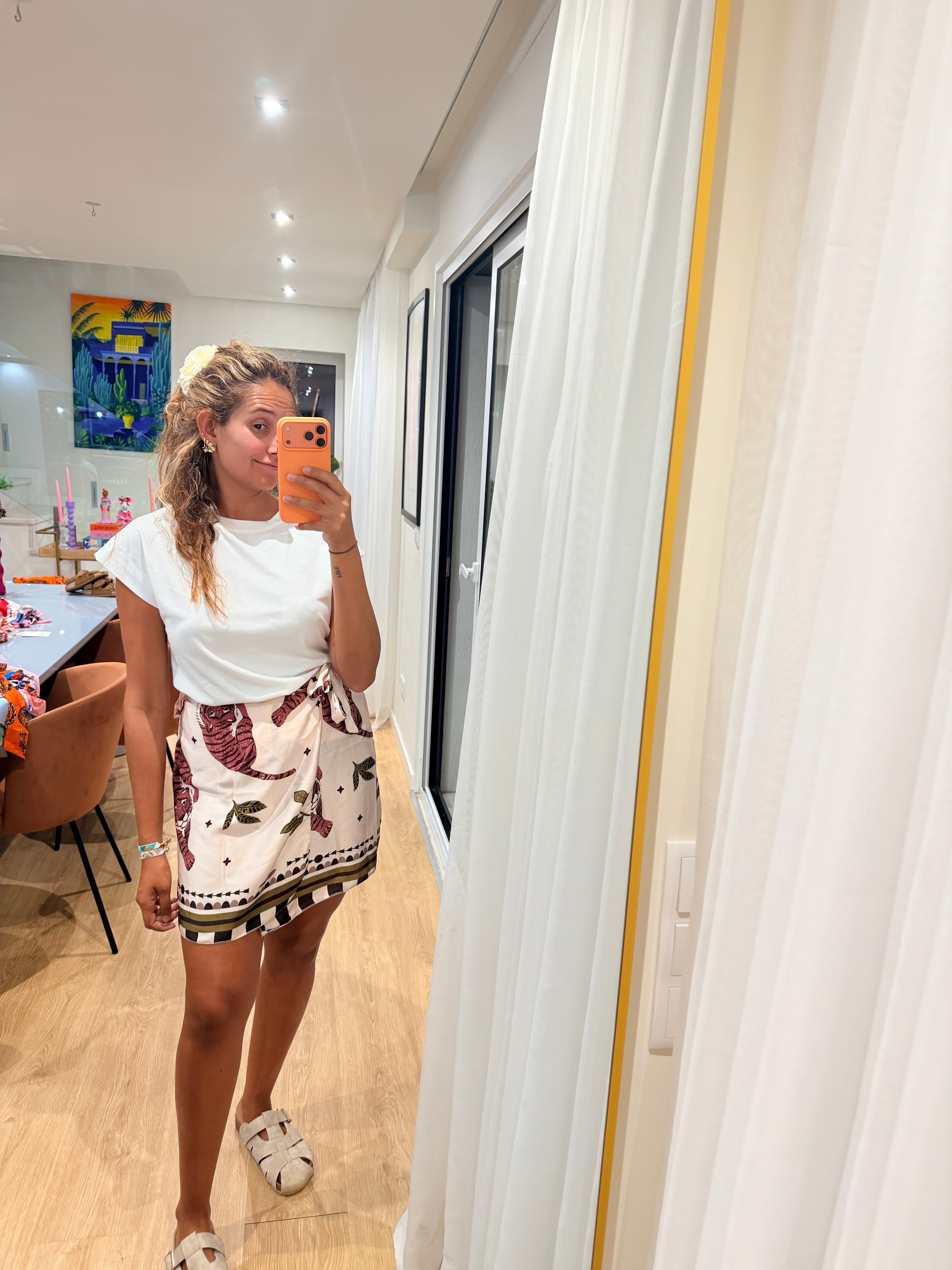 Saia Pareô Estampada curta